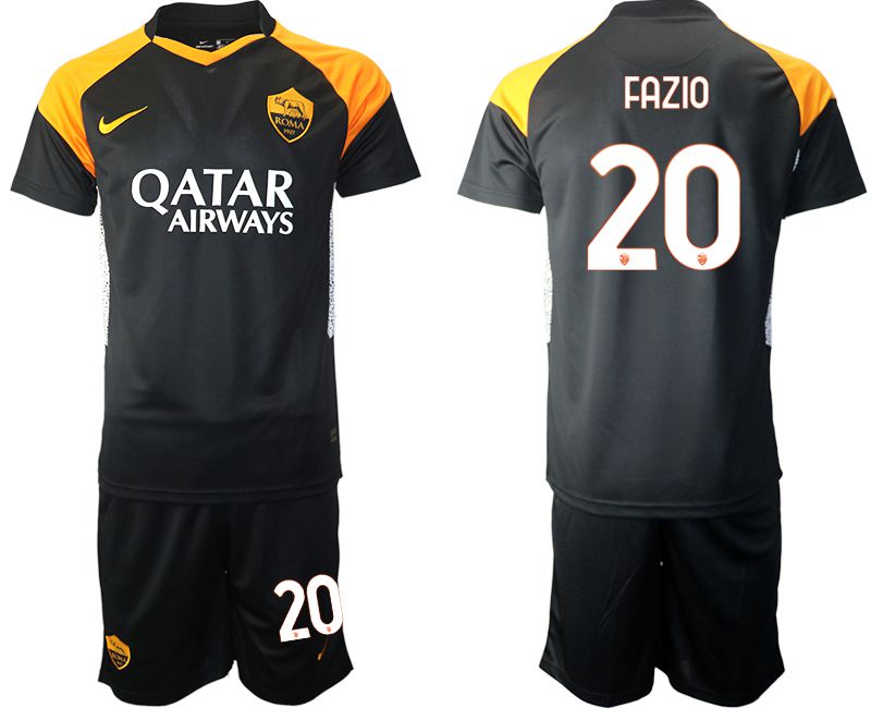 Men 2020-2021 club Rome away #20 black Soccer Jerseys